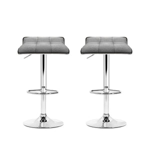 Artiss 2x Fabric Bar Stools Swivel Bar Stool Dining Chairs Gas Lift Kitchen Grey