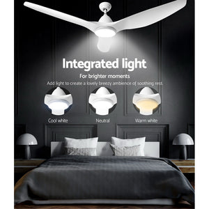 64 DC Motor Ceiling Fan with LED Light with Remote 8H Timer Reverse Mode 5 Speeds White"