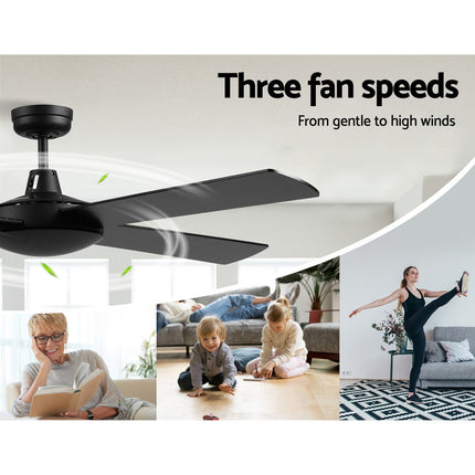 Devanti 52'' Ceiling Fan DC Motor 4 Blades w/Remote - Black