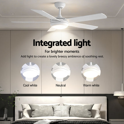 Devanti 52'' Ceiling Fan 5 Blades DC Motor w/Light w/Remote White