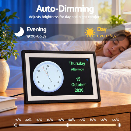 Artiss 10" Smart Digital Clock Calendar HD IPS Touchscreen Weather Photo Frame Amazing Shopping