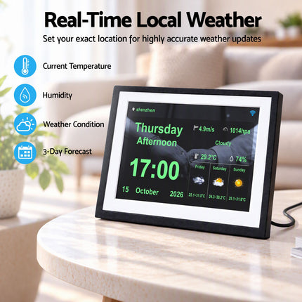 Artiss 10" Smart Digital Clock Calendar HD IPS Touchscreen Weather Photo Frame Amazing Shopping