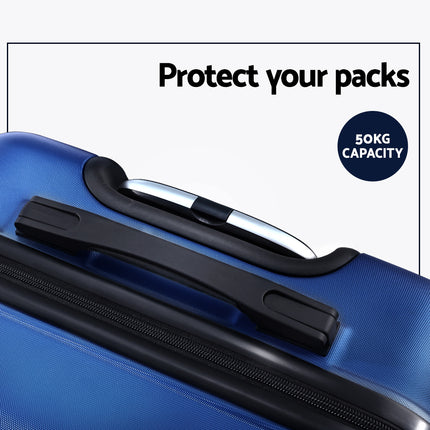 Wanderlite 3Set 20-24-28 Inch Luggage with TSA Lock Spinner Carry On Hard Shell Travel Suitcase Luggage Case Blue