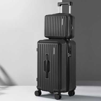 Wanderlite 2pcs Trunk Luggage Suitcase Travel Carry On TSA Lock 12" 20" Black