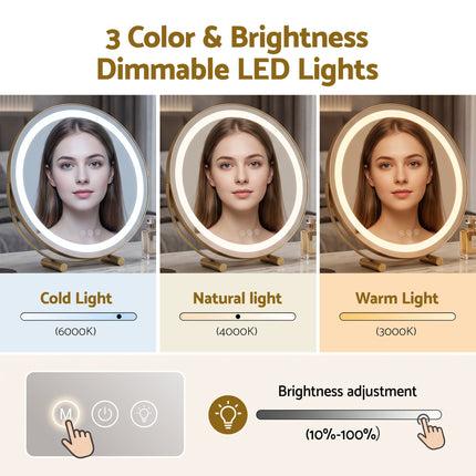 Embellir 50cm Hollywood Makeup Mirror with Lights and 10X Magnifier Round Gold Amazing Shopping