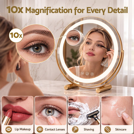 Embellir 50cm Hollywood Makeup Mirror with Lights and 10X Magnifier Round Gold Amazing Shopping