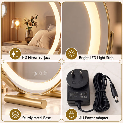 Embellir 50cm Hollywood Makeup Mirror with Lights and 10X Magnifier Round Gold Amazing Shopping