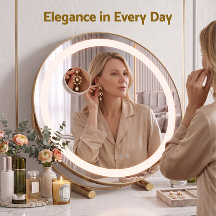 Embellir 50cm Hollywood Makeup Mirror with Lights and 10X Magnifier Round Gold Amazing Shopping