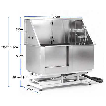 i.Pet Electric Pet Bath Tub Dog Grooming Stainless Steel Wash Station 127cm