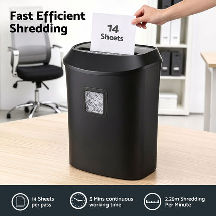 DEVANTI 25L Paper Shredder 14 Sheet P4 Cross Cut for Home Office