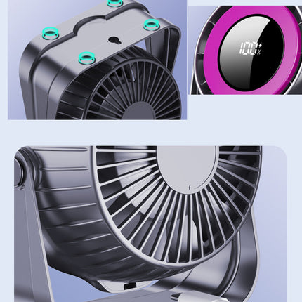Desk Fan, Small Quiet LED Display Portable Table Fans, 180°Tilt, 100 Speeds, 5 Modes, Rechargeable 4000mAh Battery Operated USB Fan For Office, Bedroom, Outdoor(gray)Christmas Gifts