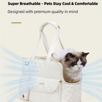 Gray White cat carrier bag, cat transportation, quilted cat carrier, cat travel, pet care, cat supplies, Australian pet carrier, cat travel bag