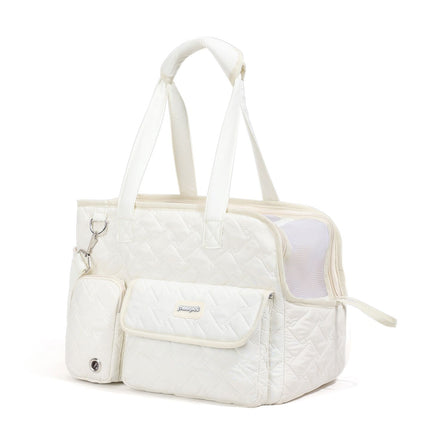 Gray White cat carrier bag, cat transportation, quilted cat carrier, cat travel, pet care, cat supplies, Australian pet carrier, cat travel bag