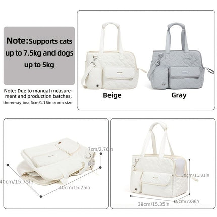 White cat carrier bag, cat transportation, quilted cat carrier, cat travel, pet care, cat supplies, Australian pet carrier, cat travel bag