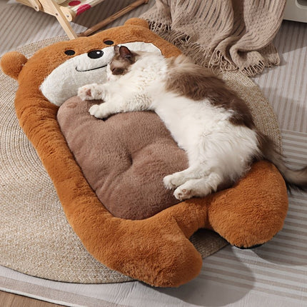 dog bed, bear shaped dog bed, thickened dog bed, enlarged dog bed, all season dog bed, comfortable dog bed, Australia, soft plush dog bed, machine washable dog bed - beige - Size L-10kg Amazing Shopping