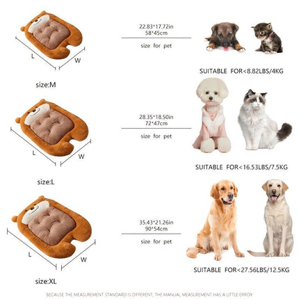 dog bed, bear shaped dog bed, thickened dog bed, enlarged dog bed, all season dog bed, comfortable dog bed, Australia, soft plush dog bed, machine washable dog bed - Light coffee color - Size L-10kg