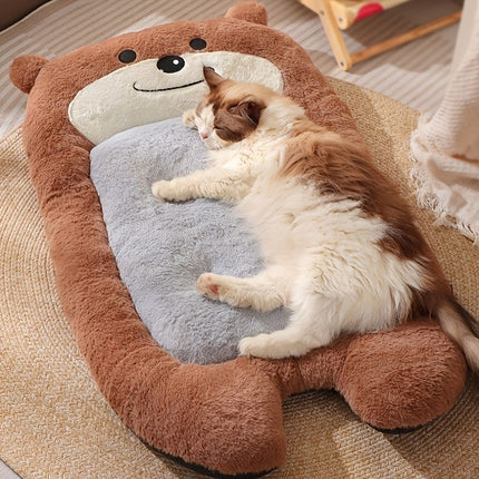dog bed, bear shaped dog bed, thickened dog bed, enlarged dog bed, all season dog bed, comfortable dog bed, Australia, soft plush dog bed, machine washable dog bed - Light coffee color - Size L-10kg