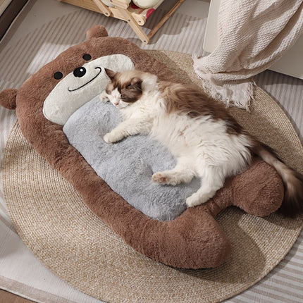 dog bed, bear shaped dog bed, thickened dog bed, enlarged dog bed, all season dog bed, comfortable dog bed, Australia, soft plush dog bed, machine washable dog bed - Light coffee color - Size L-10kg
