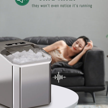 mini ice maker, household ice maker, portable ice maker, desktop ice maker, automatic ice maker, smart ice maker, bullet ice maker, dormitory ice maker, Australia, summer, small appliance, countertop ice machine - Silver - Size Australian Standard