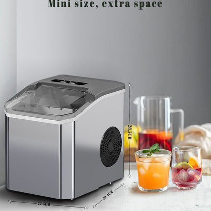 mini ice maker, household ice maker, portable ice maker, desktop ice maker, automatic ice maker, smart ice maker, bullet ice maker, dormitory ice maker, Australia, summer, small appliance, countertop ice machine - Silver - Size Australian Standard