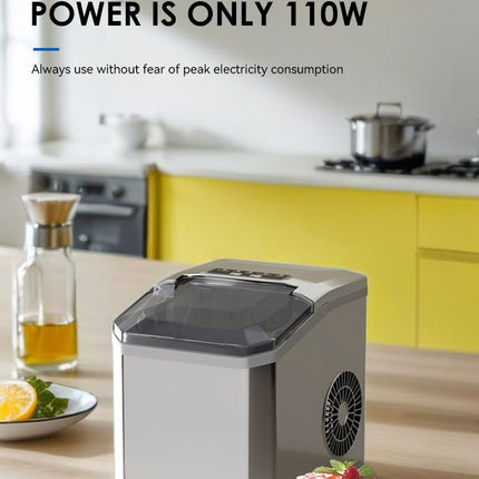 mini ice maker, household ice maker, portable ice maker, desktop ice maker, automatic ice maker, smart ice maker, bullet ice maker, dormitory ice maker, Australia, summer, small appliance, countertop ice machine - White - Size Australian Standard
