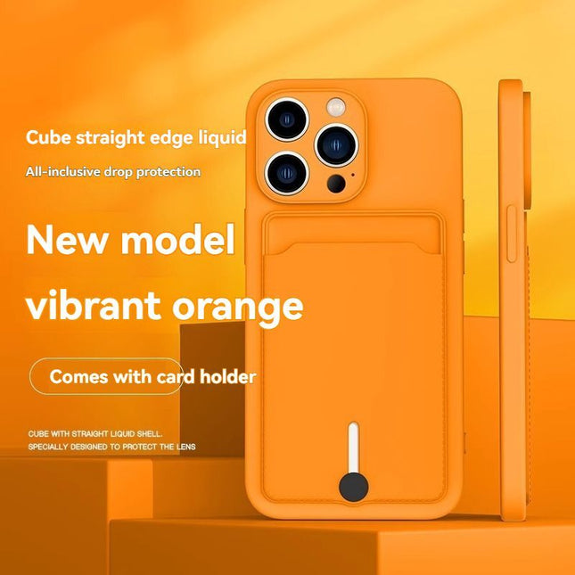 iPhone card holder case, built-in wallet phone case, midnight black phone case, drop protection case, iPhone wallet case Australia, Rubik's cube design case - Orange - Size iPhone 15 Pro