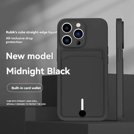 iPhone card holder case, built-in wallet phone case, midnight black phone case, drop protection case, iPhone wallet case Australia, Rubik's cube design case - Orange - Size iPhone 16 plus