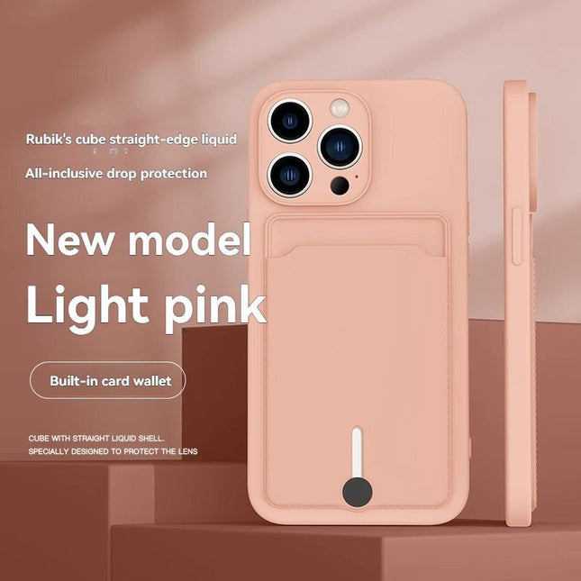 iPhone card holder case, built-in wallet phone case, midnight black phone case, drop protection case, iPhone wallet case Australia, Rubik's cube design case - Pink - Size iPhone17promax
