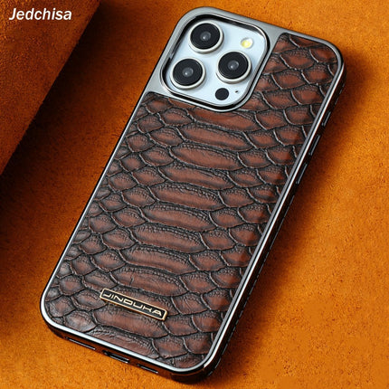 snake-pattern leather phone case, fingerprint-resistant phone case, high-end leather phone case, stylish phone case, durable phone case, Australia - Blue - Size iPhone 15 Pro Max