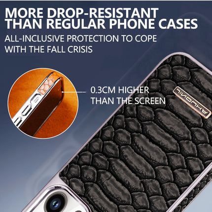 snake-pattern leather phone case, fingerprint-resistant phone case, high-end leather phone case, stylish phone case, durable phone case, Australia - Mocha - Size iPhone 15