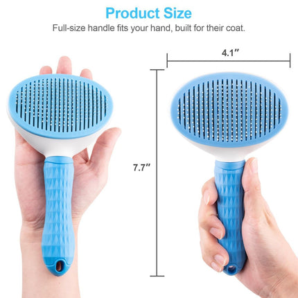 Self-Cleaning Pet Brush Pet Grooming Brush Remove Loose Undercoat Pet Massage - Pink - Size 7.7in