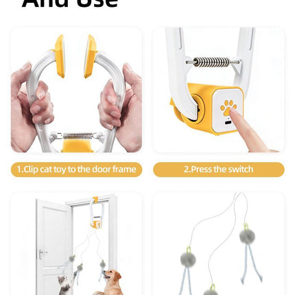 Interactive Cat Toy Electric Cat Teaser Remote Control Cat Toy Door Clip Cat