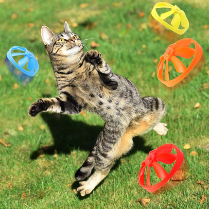18 Pieces Interactive Cat Fetch Tracking Toys With 5 Colors Flying Propellers for Indoor Pet Kitty Training Chasing，Random color
