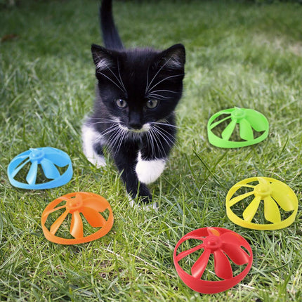 18 Pieces Interactive Cat Fetch Tracking Toys With 5 Colors Flying Propellers for Indoor Pet Kitty Training Chasing，Random color