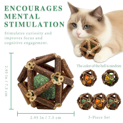 3-Piece Indoor Cat Toys Natural Catnip Toys Kitten Toys Teeth Cleaning Cat Toys Natural