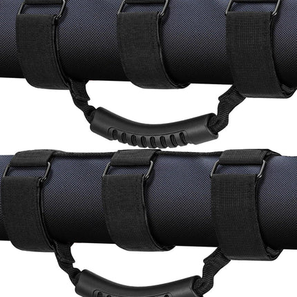2-Pack Heavy Duty Roll Bar Grab Handles for Jeep Wrangler & Off-Road Vehicles, Easy Install Non-Destructive Safety Grip for Entry Exit (Black)