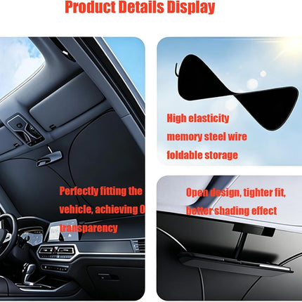 Universal Front Windshield Sun Shade for Cars SUVs Trucks, Heat Insulation UV Protection Foldable Visor 145x80cm (Silver)