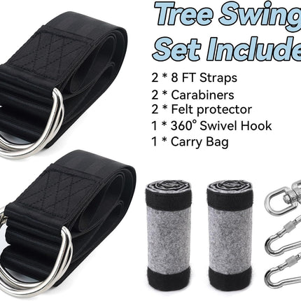5ft Heavy-Duty Tree Swing Straps Kit – 2000lb Capacity, Includes Carabiners & Felt Protectors for Kids’ Backyard Swings (Black)