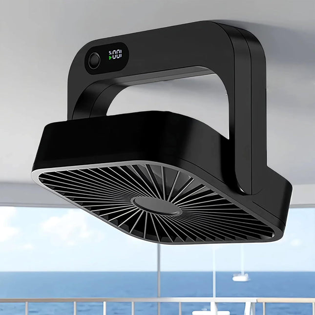 Magnetic Rechargeable Mini Desk Fan with 5-Speed LED Display for Office, Dorm & Bedside Use (Black)