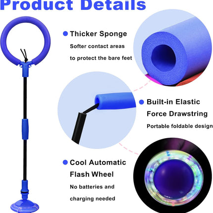 Skip Ball for Kids, Portable Foldable Colorful Flash Wheel Swing Ball Sports Fitness Toys for Girls & Boys, Toy for Kids & Adults. Gifts for Mom Women & Girls Toys Age 5-10 Years (Blue)