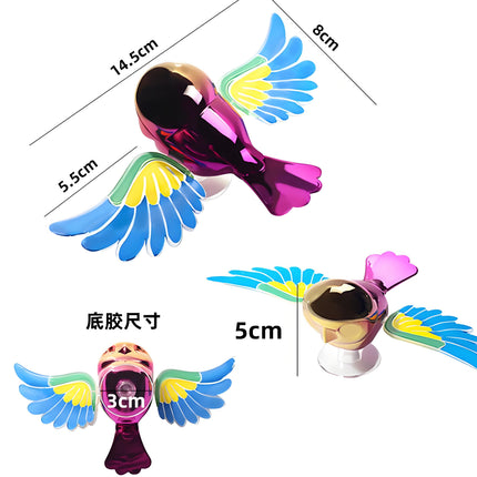 30km/h Wing-Flapping Car Bird Decoration (2-Pack): Red & Blue Wing Ornaments with Strong Adhesive for Car, Mirror, Motorcycle, Helmet