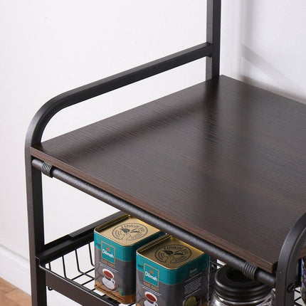 Kitchen Mobile Trolley Floor-Standing Storage Rack-Black