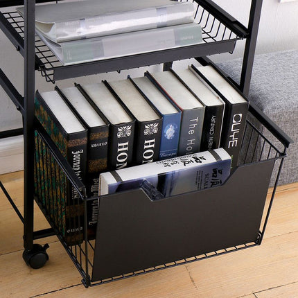 Kitchen Mobile Trolley Floor-Standing Storage Rack-Black