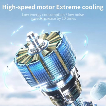 Portable Fan Handheld Mini Turbo Fan Battery ， High Speed Powerful Ice Cooling 5 Speed Adjustable Rechargeable Personal Fans for Beach Camping Travel Working （White）