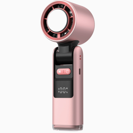 Portable Fan Handheld Mini Turbo Fan Battery ， High Speed Powerful Ice Cooling 5 Speed Adjustable Rechargeable Personal Fans for Beach Camping Travel Working （Cherry Blossom Pink）