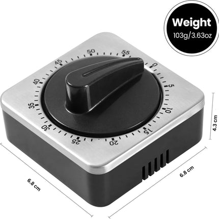 Kitchen Timers for Cooking - Chef's Kitchen Timer with Audible Alarm - Mechanical Desktop Timer - No Batteries Required - Magnetic Back - Beautiful Stainless Steel Magnetic Countdown Reminder