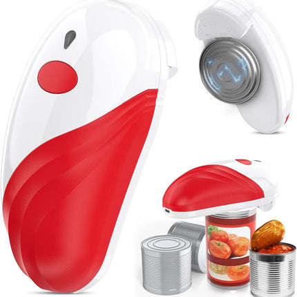 Automatic electric can opener with touch control for all can sizes (red)