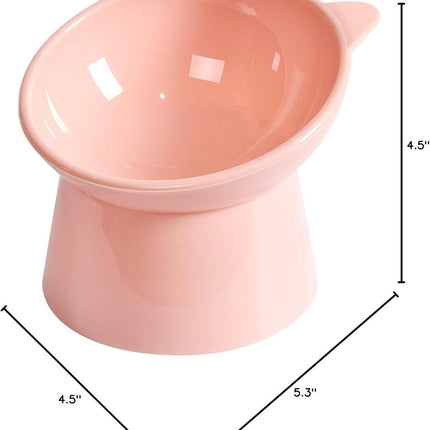 Cat bowl - Non-slip feeder - Tilting bowl - Anti-vomiting - Angled design - Blue - Perfect for cats - Indoor use - Pet accessories - Pink