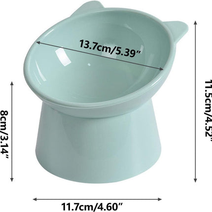 Cat bowl - Feeders - Tilting bowl - Anti-vomiting - Angled design - Blue - Perfect for cats - Indoor use - Pet accessories - Green