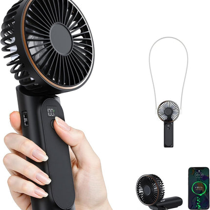 Handheld Fan - Mini Portable Fan - Rechargeable - Power Bank - 6 Settings - Black